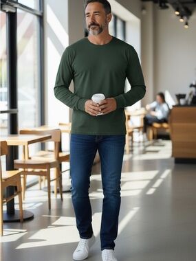 NWT Alpine Design Mens Large Duofold crew Faded Evergreen Long Sleeve Shirt